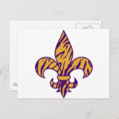 Carte Postale Tigre pourpre et or Fleur de Lis rayé (Devant / Derrière)