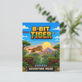 Carte Postale Tigre, Rétro Pixel Art 8-Bit (Debout devant)