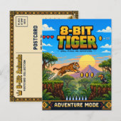 Carte Postale Tigre, Rétro Pixel Art 8-Bit (Devant / Derrière)