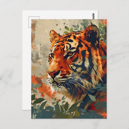 Carte Postale Tigre vintage : Nostalgie majestueuse (Devant / Derrière)