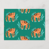 Carte Postale Tigres avec fleurs (Devant)