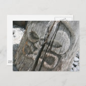 Carte Postale Tiki en bois hawaïen (Devant / Derrière)