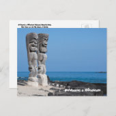 Carte Postale Tiki Greetings, Lieu de Refuge, Big Island Hawaii (Devant / Derrière)