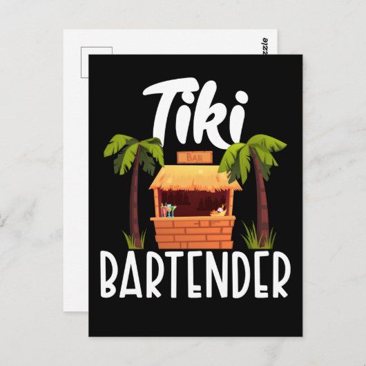 Carte Postale Tiki Hawaii Bartender Funny Tahitian Drink Mixer (Devant / Derrière)