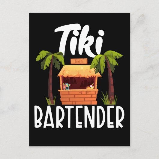 Carte Postale Tiki Hawaii Bartender Funny Tahitian Drink Mixer (Devant)