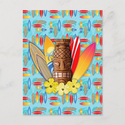 Carte Postale Tiki Mask and Surfboards (Devant)