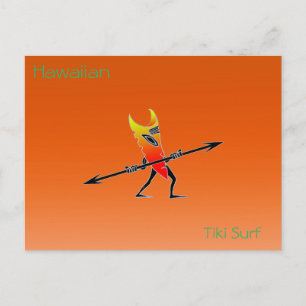 Carte Postale Tiki Surfer Red and Yellow