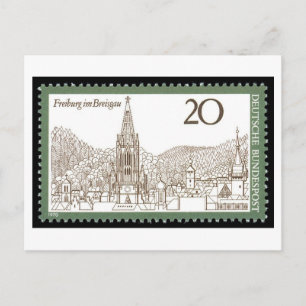 Carte Postale Timbre allemand vintage de Fribourg-en-Brisgau