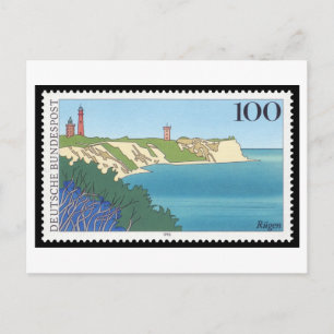 Carte Postale Timbre allemand vintage Rügen années 1990