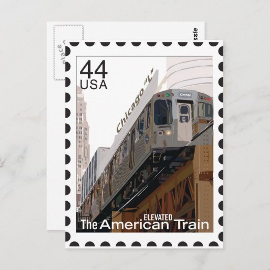 Carte Postale Timbre Chicago L (Devant / Derrière)