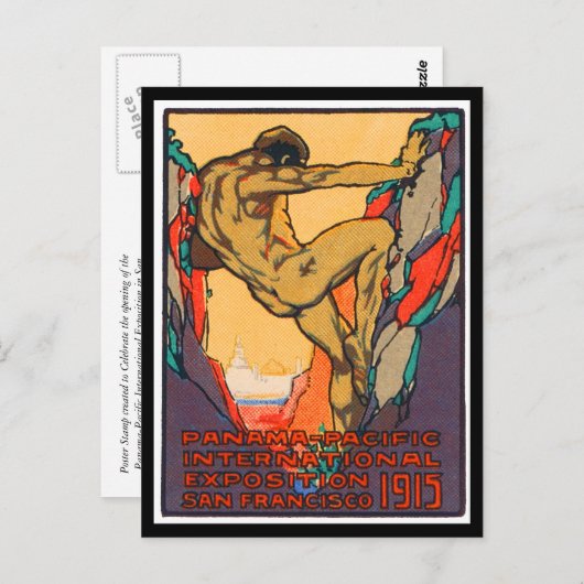 Carte Postale Timbre d'affiche ouvrant le PIE, 1915 (Devant / Derrière)