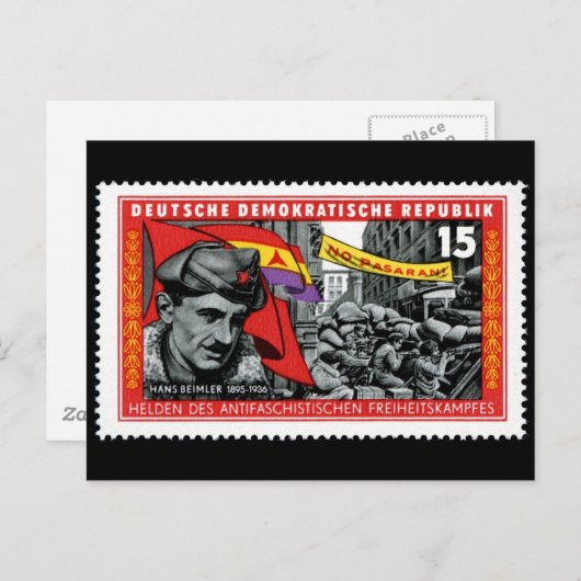 Carte Postale Timbre DDR commémorant Hans Beimler (Devant / Derrière)