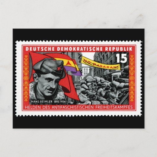 Carte Postale Timbre DDR commémorant Hans Beimler (Devant)