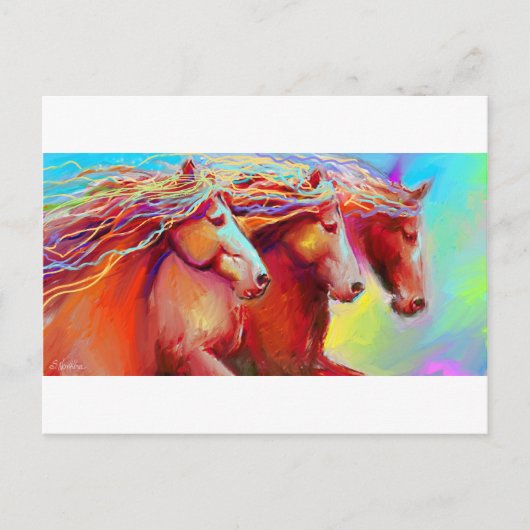 Carte Postale timbre de cheval peintingnovikova (Devant)