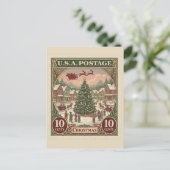 Carte Postale Timbre de Noël Vintage (Debout devant)