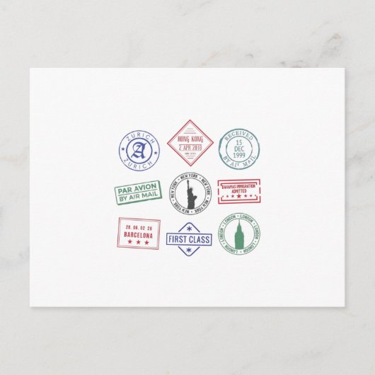 Carte Postale Timbre de passeport (Devant)