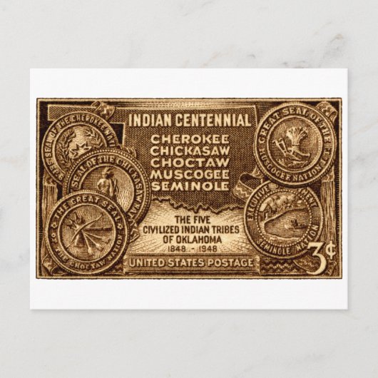 Carte Postale Timbre du centenaire indien de l'Oklahoma 1948 (Devant)