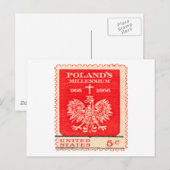 Carte Postale Timbre du millénaire polonais (Devant / Derrière)