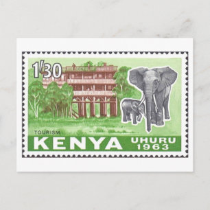 Carte Postale Timbre éléphant Kenya années 1960