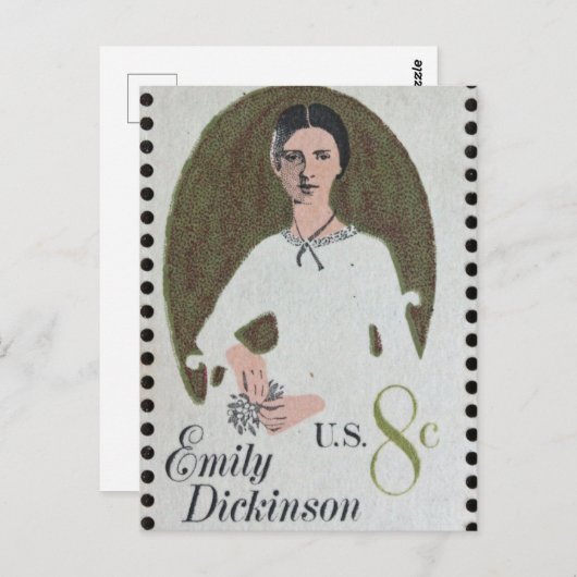 Carte Postale Timbre Emily Dickinson (Devant / Derrière)