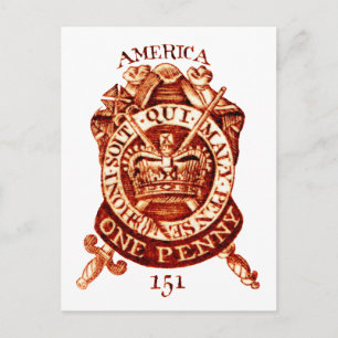 Carte Postale Timbre fiscal américain 1765