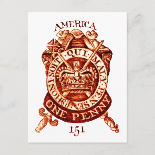 Carte Postale Timbre fiscal américain 1765 (Devant)