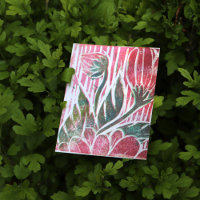 Timbre Fleur Rouge Wabi Sabi Printemps Floral Natu