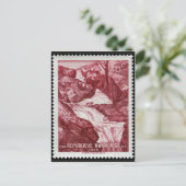 Carte postale Timbre gravé vintage (Debout devant)