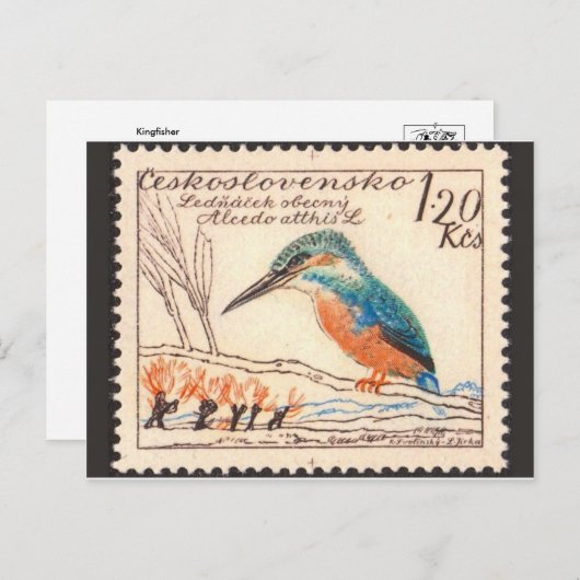 Carte postale Timbre gravé vintage (Devant / Derrière)