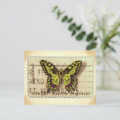 Carte postale Timbre Papillon à look vintage (Debout devant)