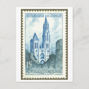 Carte Postale Timbre-poste ancien pour la cathédrale de Senlis,