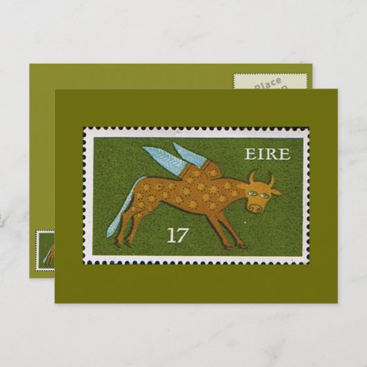 Carte Postale Timbre-poste décimal d'Eire Irlande 1974 (Devant / Derrière)