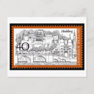 Carte Postale Timbre vintage allemand Heidelberg années 1970