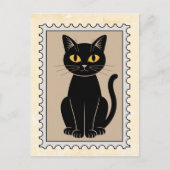 Carte Postale Timbre Vintage Chat Noir (Devant)