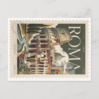 Carte Postale Timbre Vintage Roma Classica