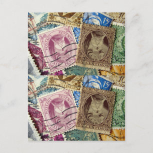 Carte Postale Timbres Collector Indigo