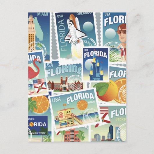 Carte Postale Timbres de Floride (Devant)
