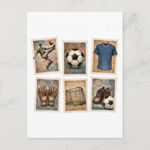 Carte Postale Timbres de football vintage Collection de football
