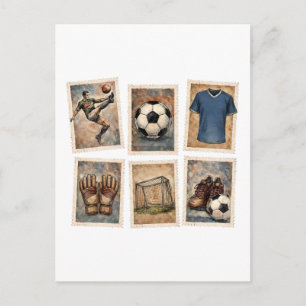 Carte Postale Timbres de football vintage Collection de football