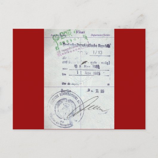 Carte Postale Timbres de visa et d'entrée de l'Allemagne de l'Es (Devant)