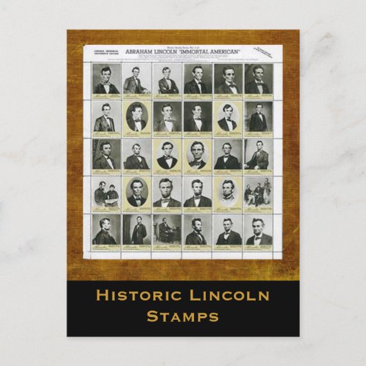 Carte Postale Timbres Lincoln historiques Art Imprimer (Devant)
