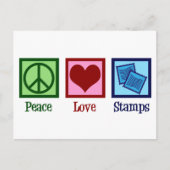Carte Postale Timbres Peace Love (Devant)