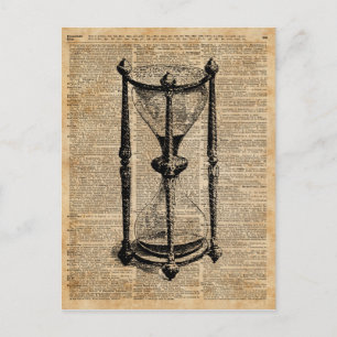 Carte Postale Time, antique Hourglass, sandglas Vintage Livre Pa