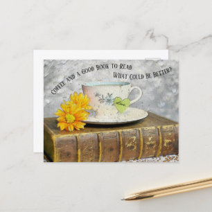 Carte Postale Time Off Vacation Café et un bon livre à lire