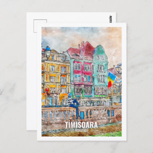 Carte Postale Timisoara Roumanie célèbre Travel Place aquarelle