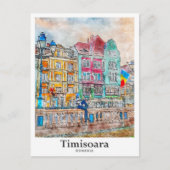 Carte Postale Timisoara Roumanie Voyage Aquarelle main tirée (Devant)