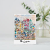 Carte Postale Timisoara Roumanie Voyage Aquarelle main tirée (Debout devant)