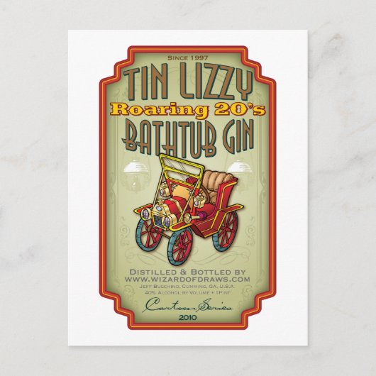 Carte Postale Tin Lizzy Baignoire Gin (Devant)