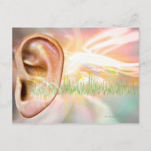Carte Postale Tinnitus, illustration conceptuelle d'ordinateur.