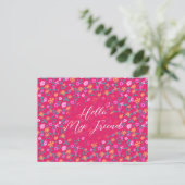 Carte Postale Tiny Floral Pattern Custom Friendship Postcard (Debout devant)